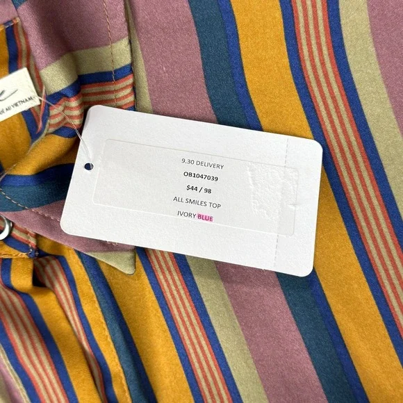 We The Free: Free People Blouse Women XS All Smiles Top Striped Snap Front NWT - Picture 4 of 12